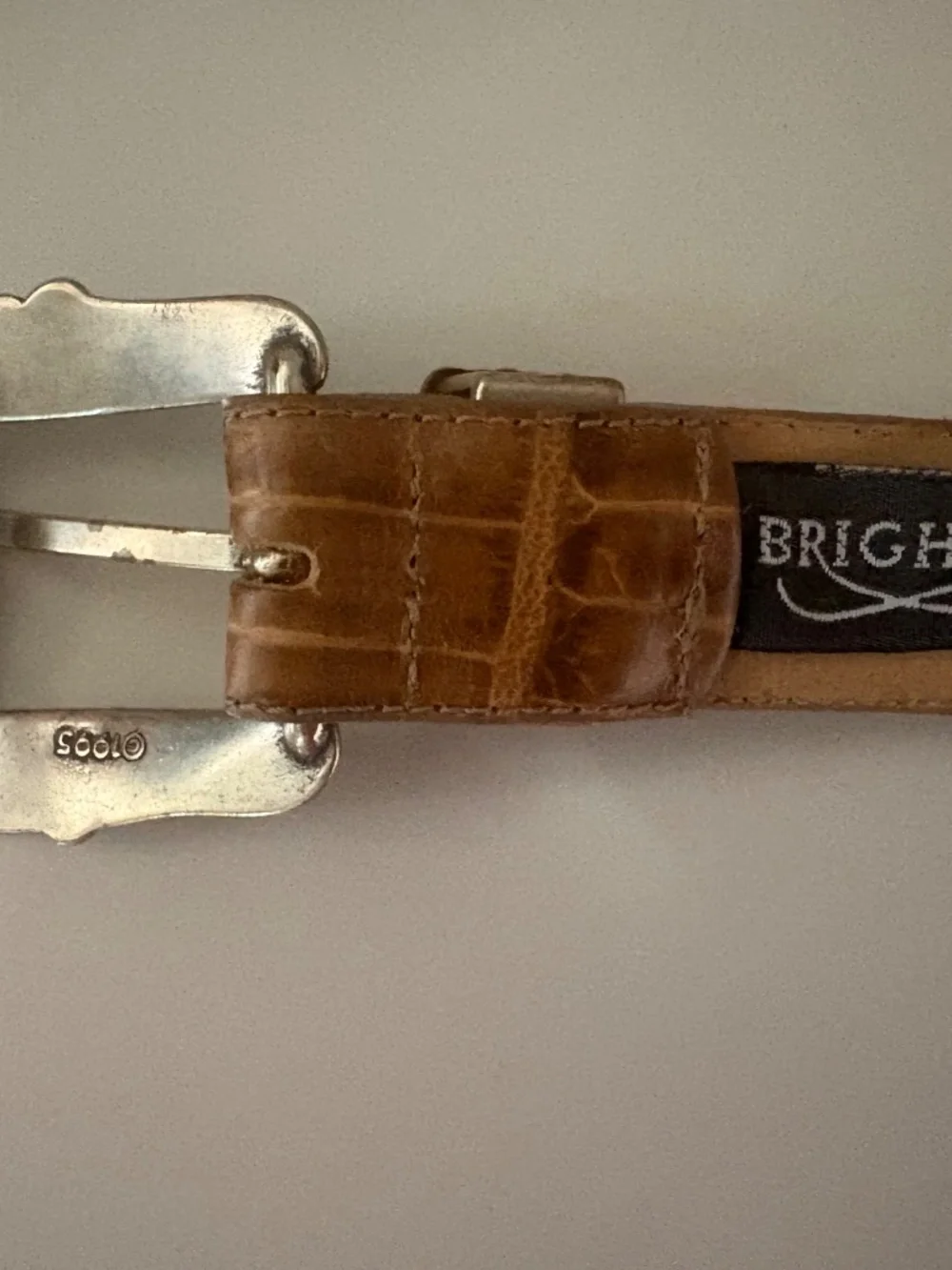 Brighton Light Brown Croc Embossed Leather Belt Size M